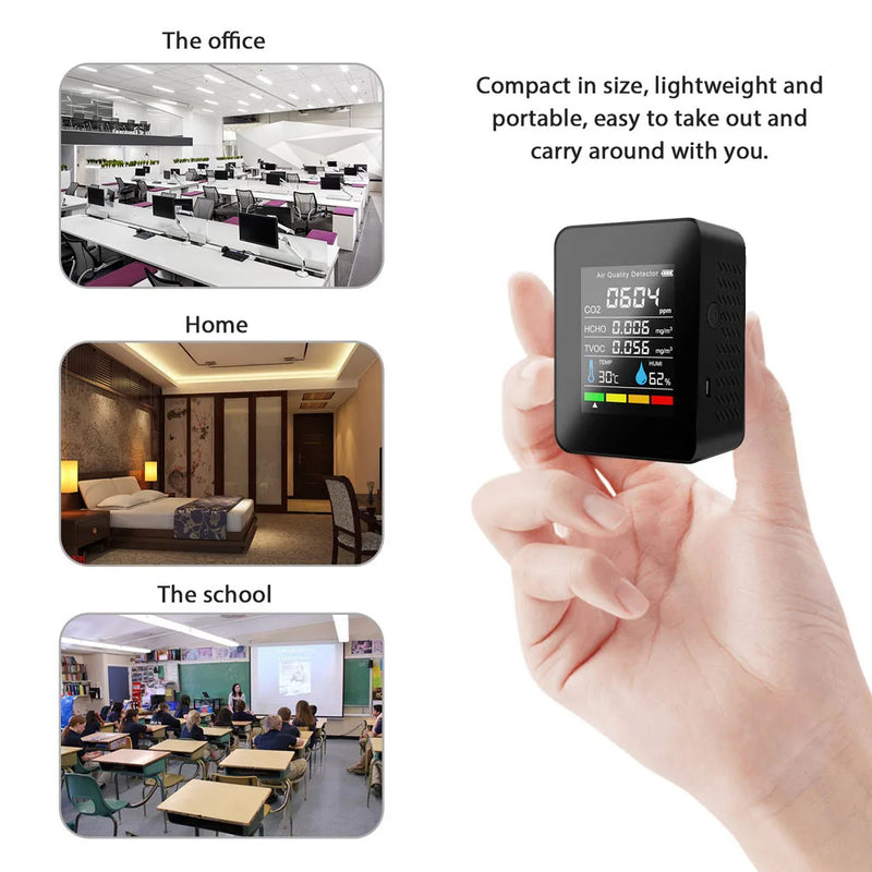 Detector Portátil de Calidad del aire Medidor de CO2 TVOC