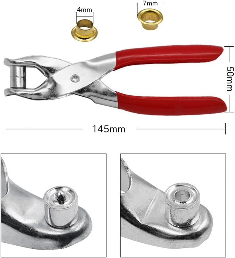 Alicates para Ojales de 1/5 pulgadas + 100 ojales de metal dorado