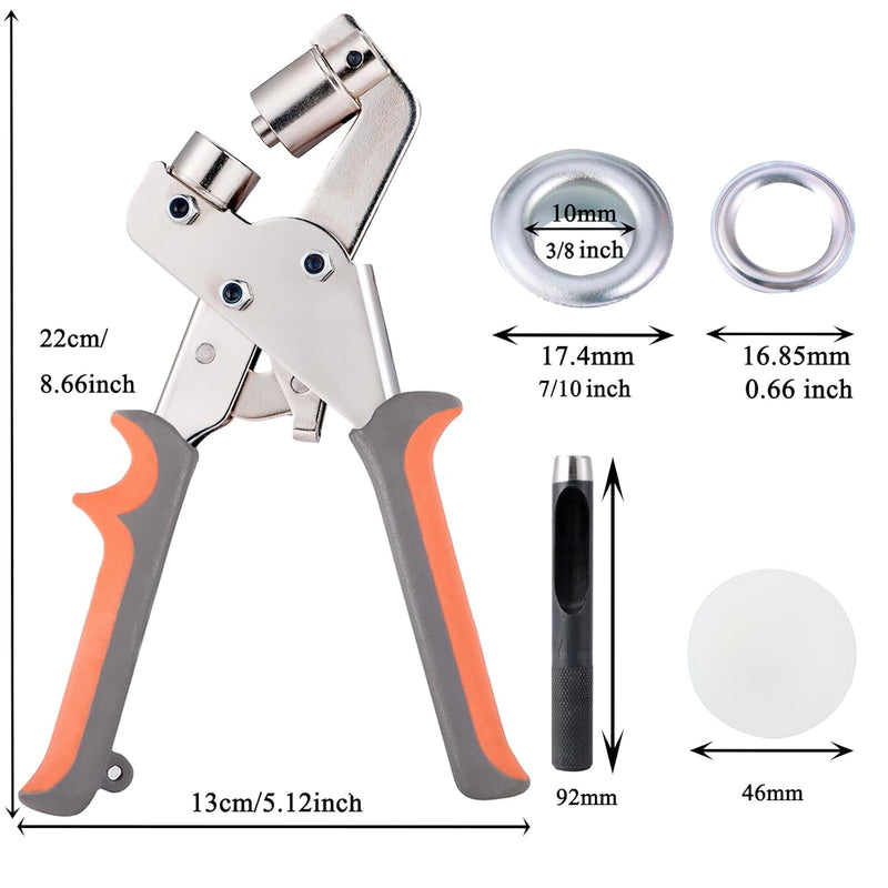 Kit de herramientas de Ojal de 3/8 pulgadas +  500 ojales plateados BIZOEPRO