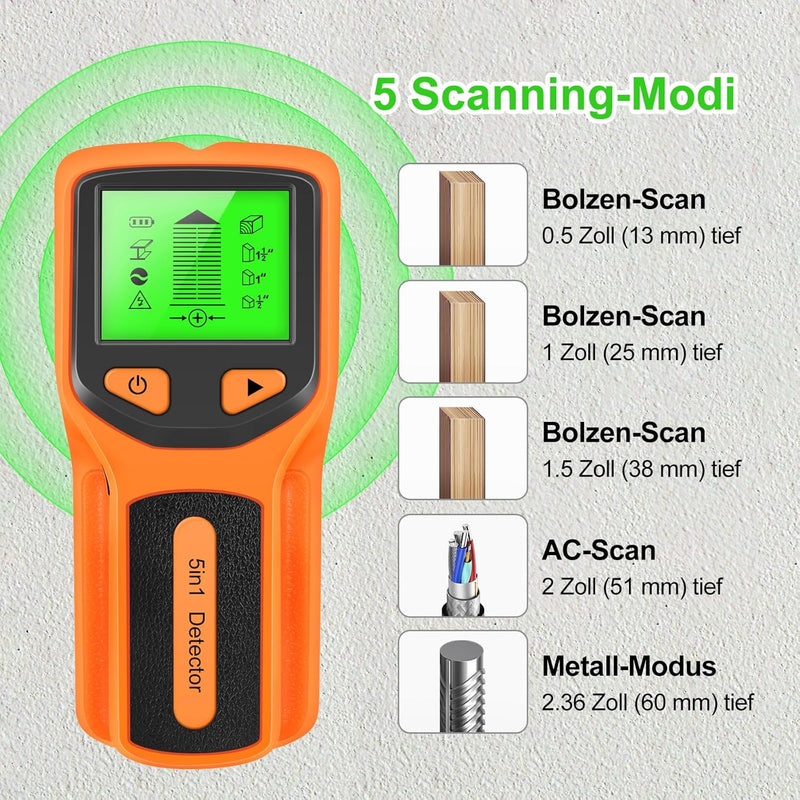 Escáner de Pared con Pantalla HD LCD 5 en 1  StudFinder