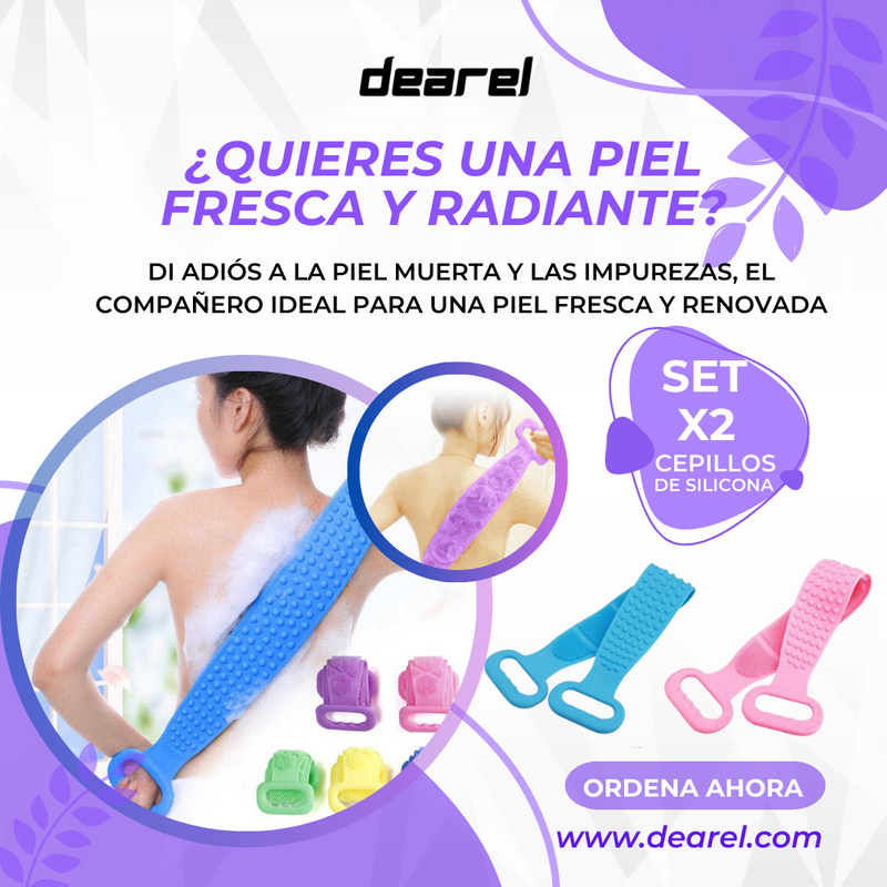 Set de 2 Cepillos de Silicona para el Cuerpo Espalda Ducha