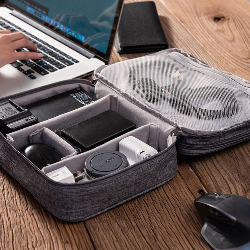 Estuche de 3 Capas Organizador de Cables y Accesorios Impermeable Negro