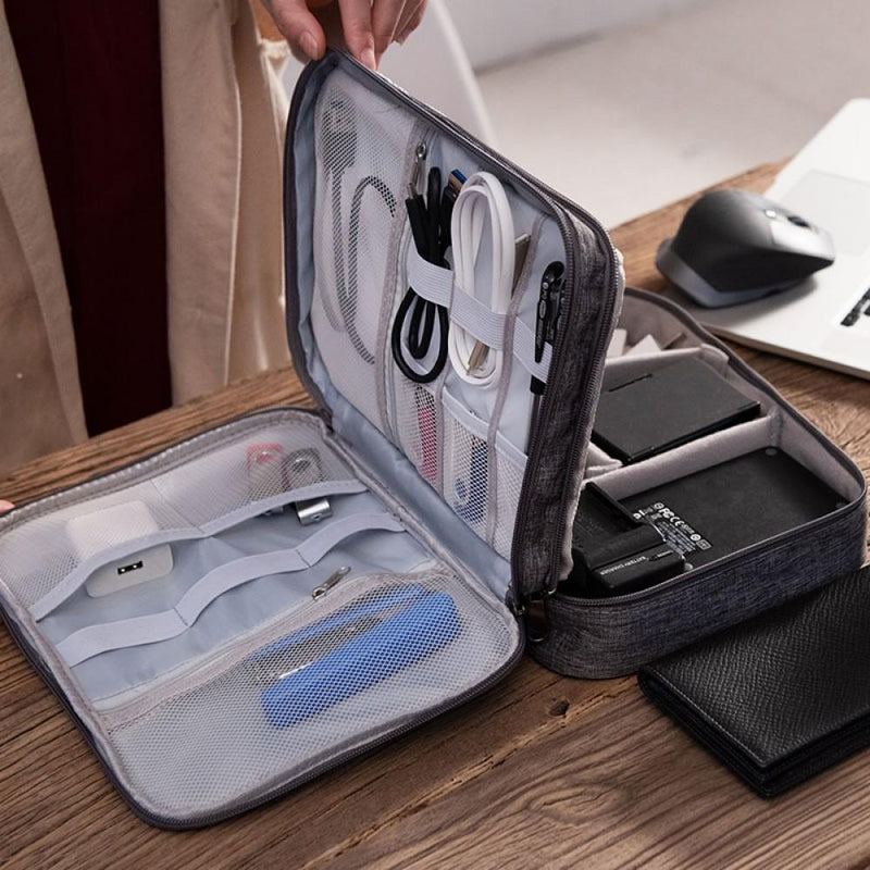 Estuche de 3 Capas Organizador de Cables y Accesorios Impermeable Negro