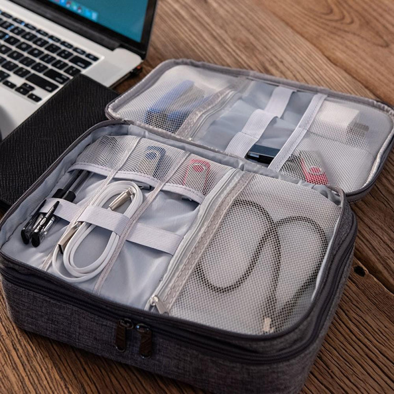 Estuche de 3 Capas Organizador de Cables y Accesorios Impermeable Negro