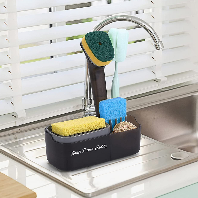 Soap and sink Caddy - Dispensador de Jabón Líquido con Escurridor y Esponja