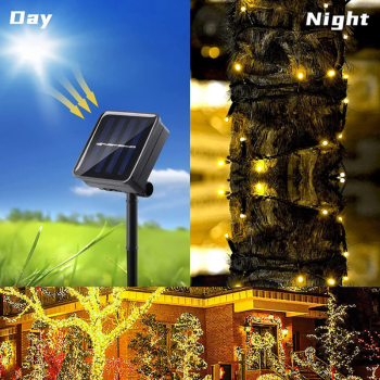 LUCES NAVIDEÑAS LED TIPO ALAMBRE CON PANEL SOLAR 20mts