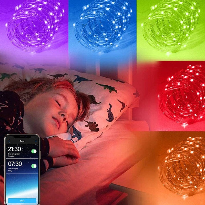 Luces Navideñas LED RGB Inteligentes con Control de Colores y App Móvil