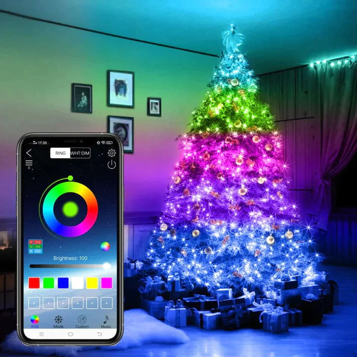 Luces Navideñas LED RGB Inteligentes con Control de Colores y App Móvil