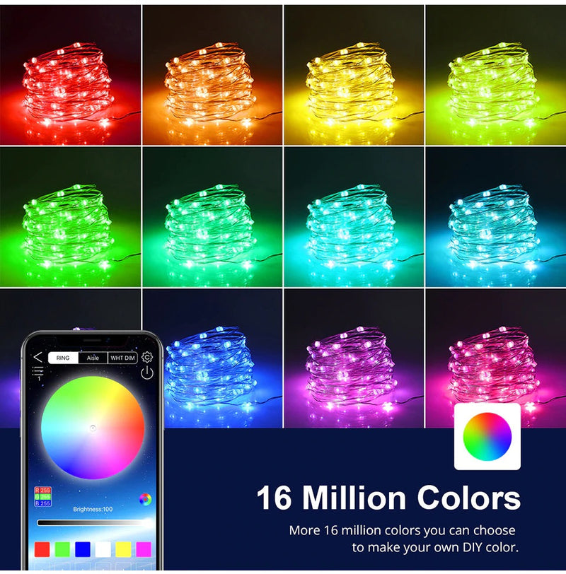 Luces Navideñas LED RGB Inteligentes con Control de Colores y App Móvil