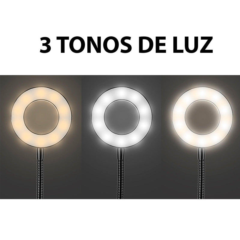 Aro Luz Led con Base Soporte Celular y Micrófono